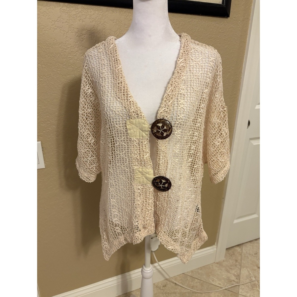 Kaktus‎ Open Knit Crochet Cardigan, Large, Resort Beach